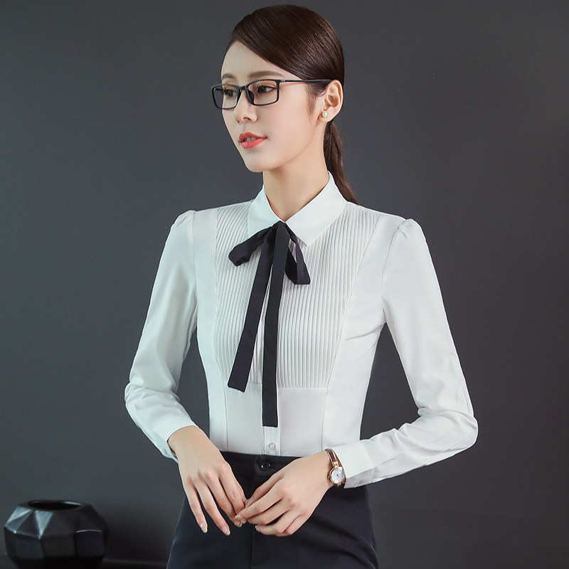 Only American Korean Spring and Autumn White Shirt Woman Sleeve Workwear Costume OL Clothing