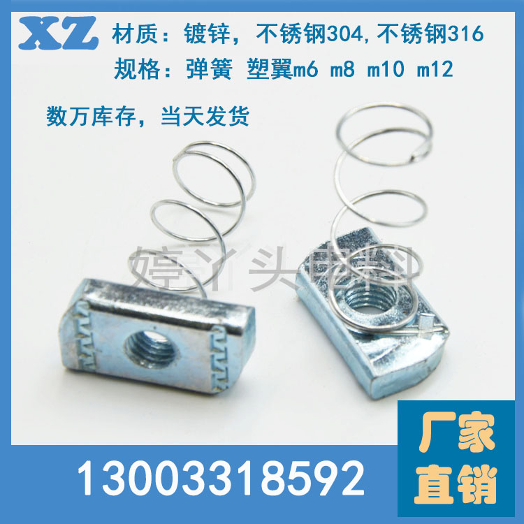 Spring Nut Stainless Steel Spring Nut 304 316 Material Plastic Wing Nut Galvanized Spring Nut