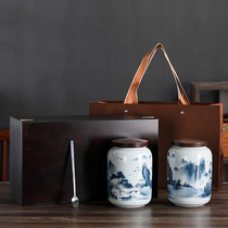 Tea cans retro Chinese style large Jingdezhen boutique ceramic household sealed tea cans high-grade gift box packaging