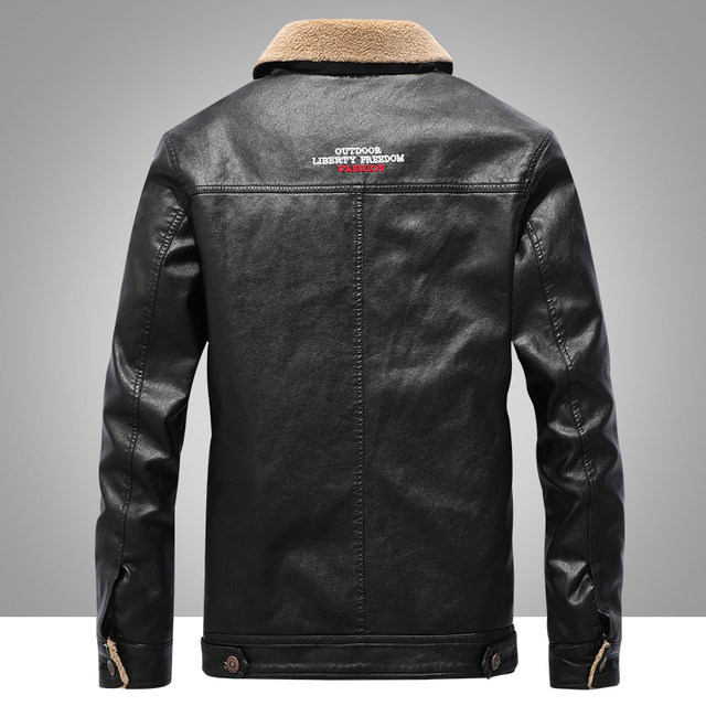 Battlefield Jipu leather jacket ຜູ້ຊາຍພາກຮຽນ spring ແລະດູໃບໄມ້ລົ່ນ casual jacket ຫນັງຜູ້ຊາຍສະບັບພາສາເກົາຫຼີ slim ແລະ handsome jacket ຫນັງລົດຈັກສັ້ນບວກ velvet