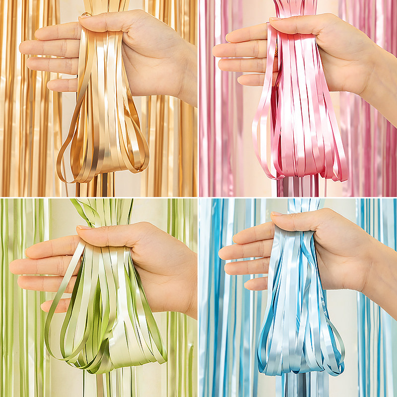 Rain Silk Curtain Pull Flowers Color With Children Birthday Party Background Wall Decoration Wedding house Supplies Bar activities Placement of colourful strips