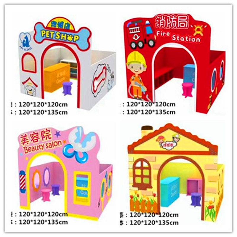 Kindergarten pretending to be a family wine toy area activities wooden play house children's small house toy beauty salon doll home
