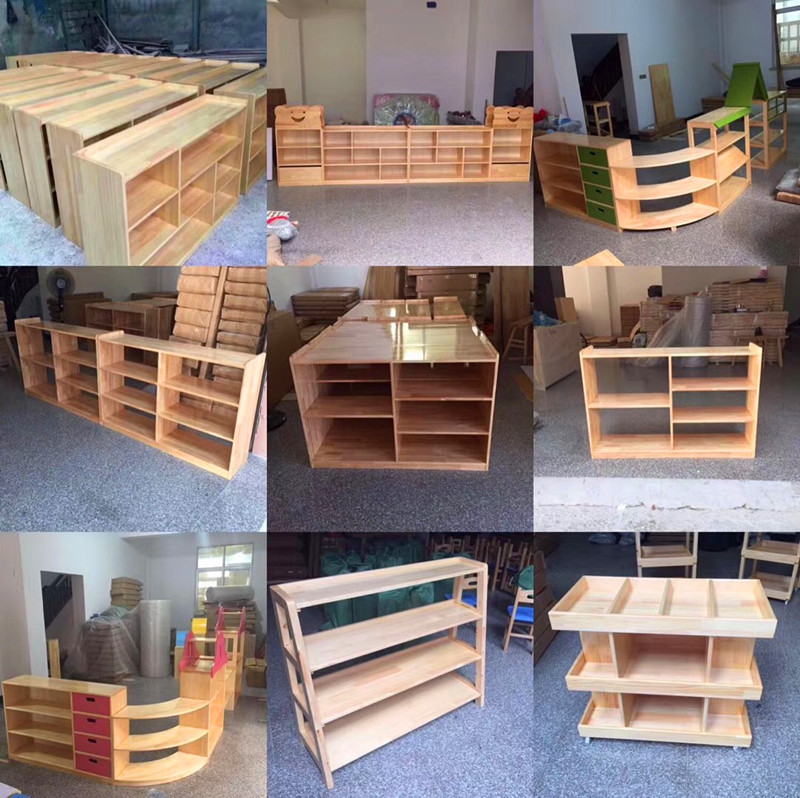 Kindergarten solid wood toy cabinet Zhangzi pine function cabinet log bookcase children's collection rack finishing rack custom