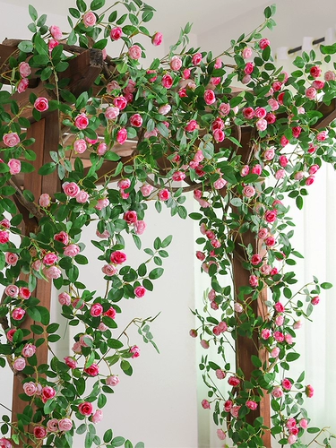 Имитация розовых лоз, искусственные цветочные лозы, украшение для упаковки виноградной лозы с тепловой трубкой для кондиционирования воздуха, высококачественные пластиковые барьеры для растений