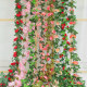 Simulation rose fake flower rattan vine wall hanging winding air-conditioning water pipe blocking decoration living room ceiling plastic plant