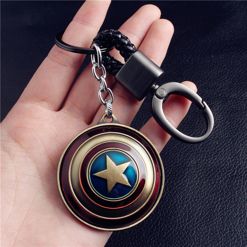 Justice Captain America Keychain Pendant Men's Car Keychain Metal Shield Key Ring Braided Buckle