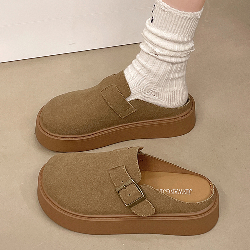 Retro Thick-Soled Birkenstock Half-Slippers for Women 2026 Spring & Fall New Style Height-Increasing Outer Wear Lazy Slip-On Birkenstock Shoes