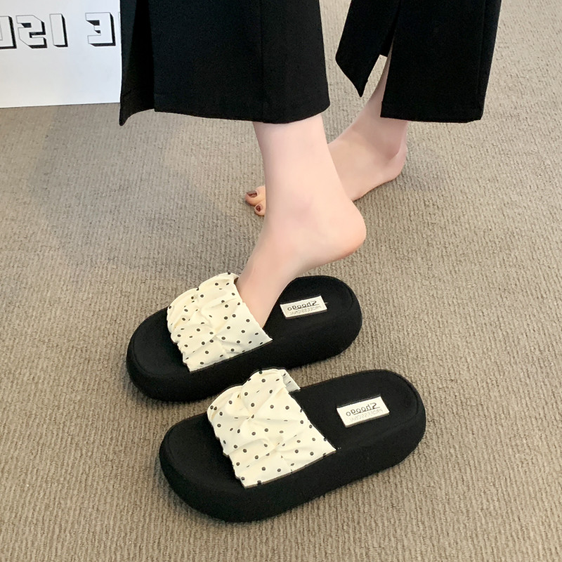 时尚拖鞋女夏外穿2026新款配裙子厚底松糕软底孕妇一脚蹬沙滩凉鞋