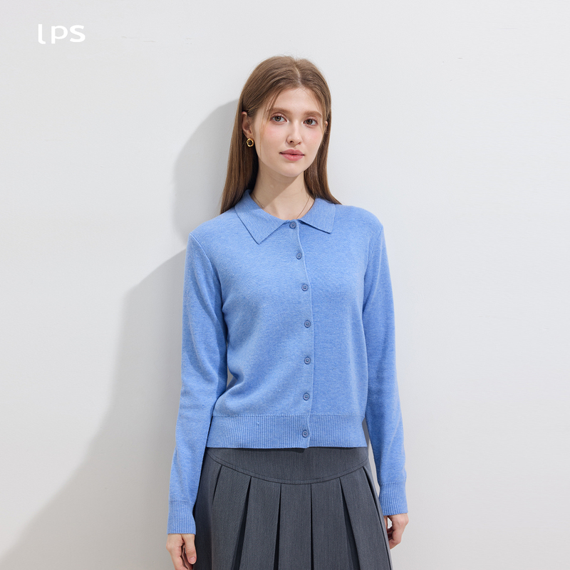 Lps Simple and High-End Polo Collar Wool Knit Cardigan for Women, New Loose Casual Versatile Sweater for Spring and Autumn Lps Simple and High-End Polo Collar Wool Knit Cardigan for Women, New Loose Casual Versatile Sweater for Spring and Autumn