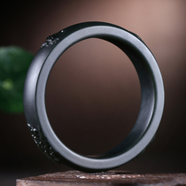 Xinjiang Hetian Jade Tower Green fine material bracelet corundum wide female bracelet Girl A- level Wangfu bracelet with certificate