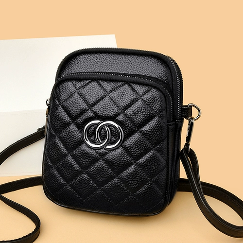 Сумка через плечо, сумка на одно плечо с ромбовидным узором, из натуральной кожи