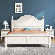 American full solid wood bed 1 8 meters master bedroom double bed Modern simple 1 5 meters single princess bed White pastoral bed