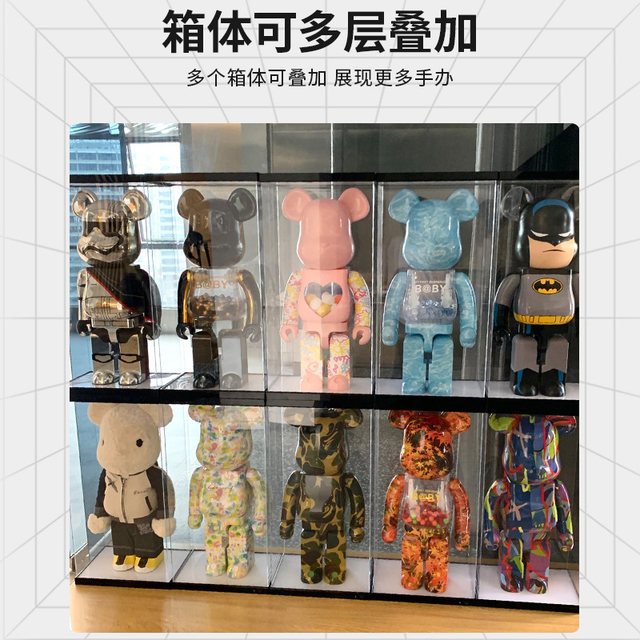 Building block bear bearbrick violent bear acrylic display box with light ornaments hand figure integrated transparent dust cover