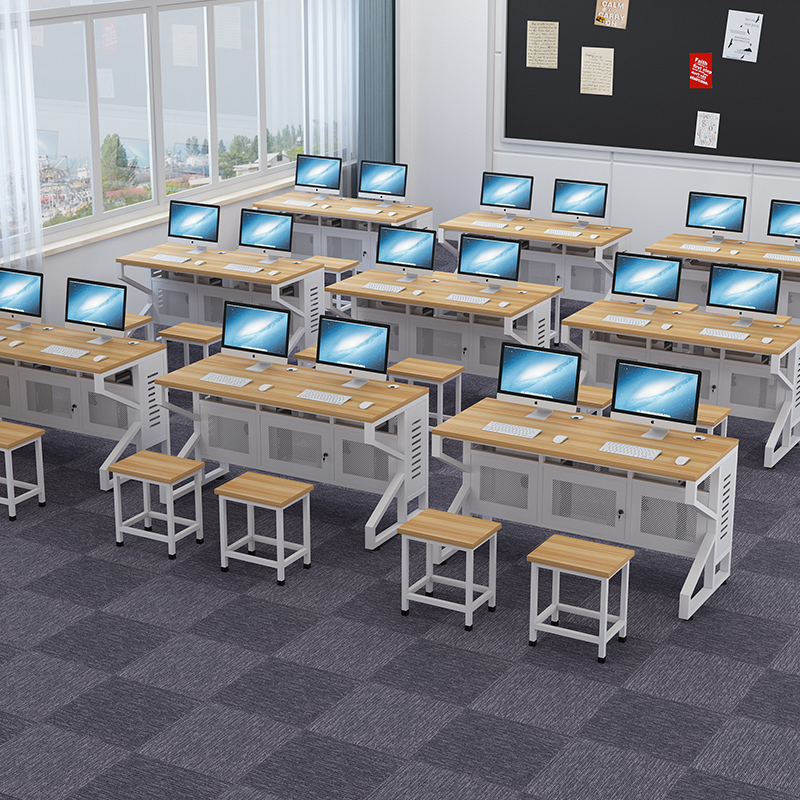 School Multimedia Room Room Double Computer Training Desk Machine Room Computer Desk Internet Cafe Desk Conference Table And Chairs Small Stools
