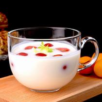 Transparent large oatmeal Cup breakfast cup milk cereal glass cup home cute belly water cup big mouth belt