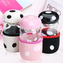 (Splashing paint) cute Mushroom Cup boys and girls Cup glass water cup with tea leak cup set thermos cup tea cup