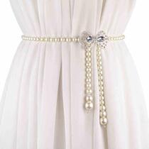 Korean Version Sweet Pearl Lady Fine Waist Chain Fashion Personality Chain Belt Narrow Section Women Sweater Chain Multi-optional
