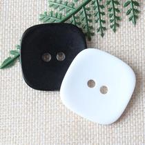 Square two-eyed button mens and womens woolen coat cotton coat trench coat black white button (6 pieces)