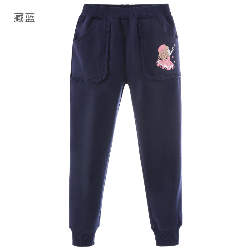 Girlpants trẻ em quần thể thao mùa xuân và mùa thu bên ngoài mặc khí nước ngoài bông cô gái mùa xuân váy cô gái chùng quần âu lỏng lẻo.