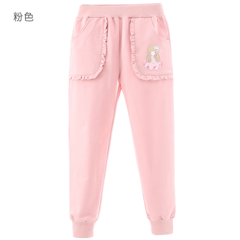 Girlpants trẻ em quần thể thao mùa xuân và mùa thu bên ngoài mặc khí nước ngoài bông cô gái mùa xuân váy cô gái chùng quần âu lỏng lẻo.