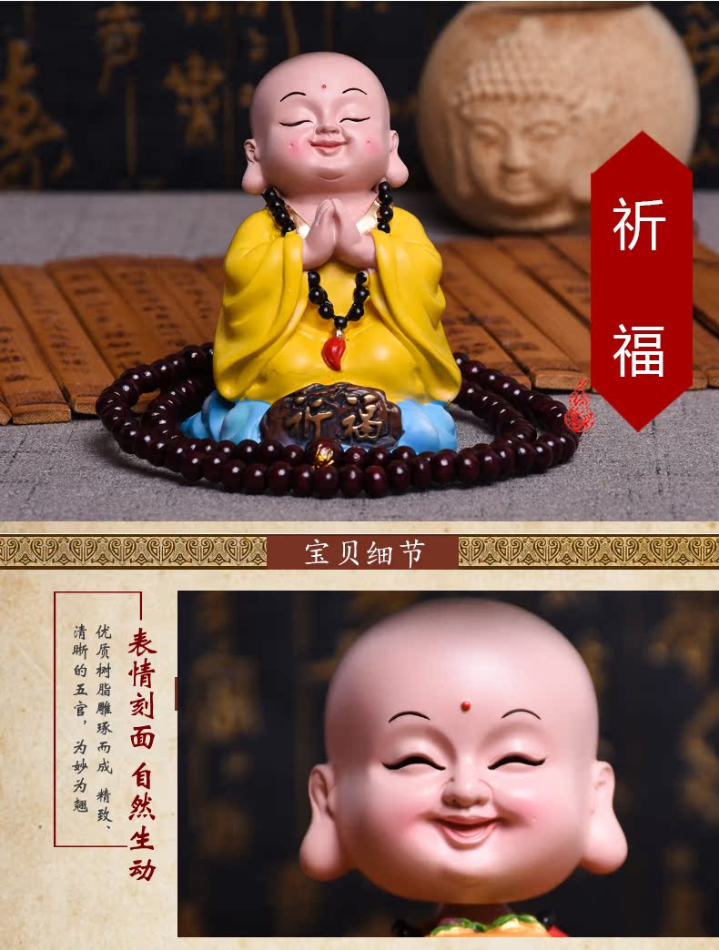 Sáng tạo trang trí xe hơi lắc đầu dễ thương nhà sư nhỏ trang trí xe an ninh phụ kiện xe hơi trang trí xe hơi đệm ghế xe ô tô