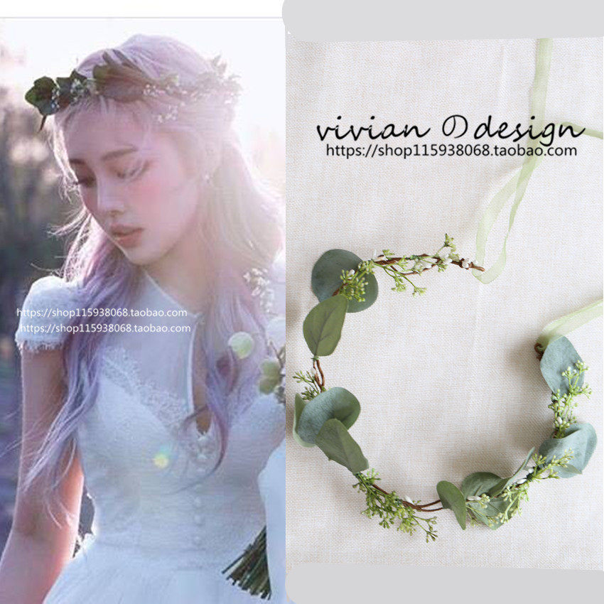Forest Vegetation Pure Green Plant Flower Ring Comb Bridal Bridesmaid Flower Girl Brigade Slapping Head Accessories Brief About 100 Hitch Photo Gallery Hair Accessories