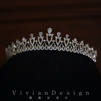 Elegant small rhinestone zircon half-ring Crown retro bride Crown headwear with makeup host photography accessories