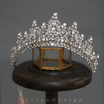 European and American Palace style Crown luxury gorgeous flash bride headdress rhinestone hair Crown Crown with makeup headdress
