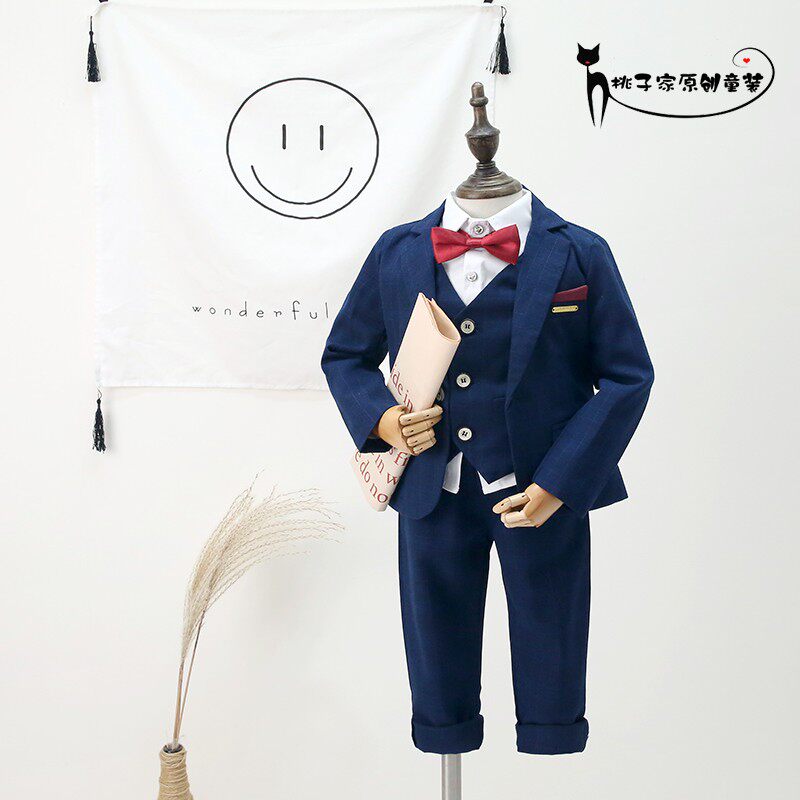 Boys suit suit 2022 spring and autumn foreign style children's small suit British style flower girl wedding baby's first birthday