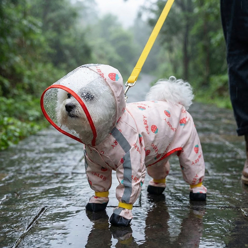 Small Dog Raincoat, Four-Legged, Waterproof, Full Coverage Pet Rainwear for Small Dogs Like Teddy and Bichon, Anti-Dirt for Dog Walking