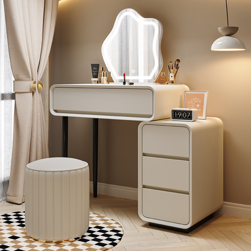 Cream Wind Solid Wood Main Sleeper Dresser bedroom modern minimalist Makeup Desk Bucket Cabinet Telescopic Integrated Makeup Table 2023-Taobao