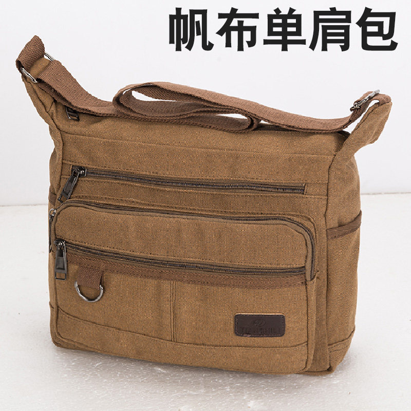Canvas Single Shoulder Bag Men's Shoulder Bag Skew Satchel Big Capacity Business Fashion Briefcase Travel Bag Crosswalk Male Bag