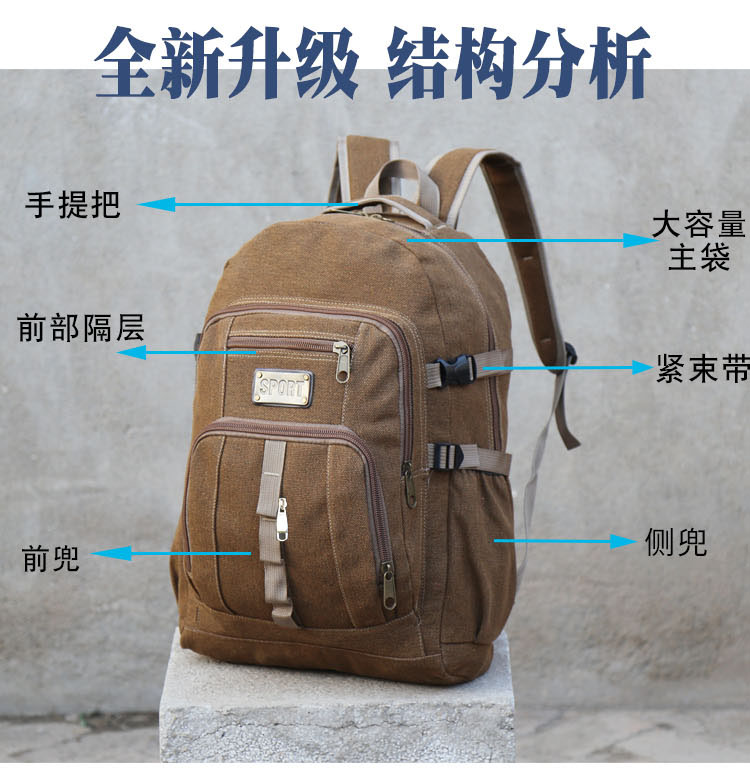 50 lít dung tích lớn ba lô vải nam và nữ túi leo núi ngoài trời ngoài trời lớn ba lô retro túi du lịch balo đi học nữ