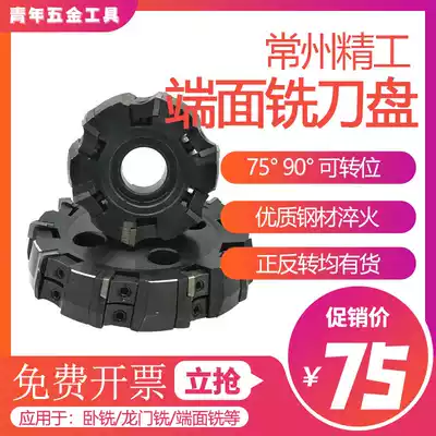 Indexable milling cutter head face cutter 100 125 160 200 250 75 degree plane 90 degree right angle milling cutter head