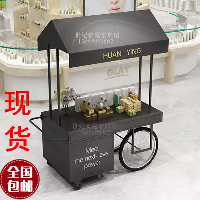 European-style wrought iron float Supermarket promotion car with cabinet Flower shop Mobile booth car stall creative outdoor stall car