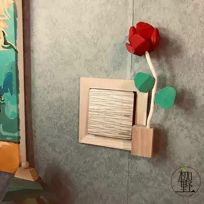 Original art switch paste rose garden solid wood handmade nail free colorful applicable to customizable color area free of mail