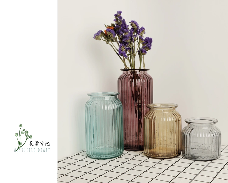 Bắc Âu thẳng sọc thủy canh trong suốt thủy tinh hoa hồng phong phú tre cắm hoa trong nhà thích hợp cho bình - Vase / Bồn hoa & Kệ