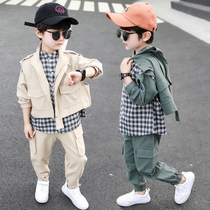 Boy Spring Fashion Suite New Fashion Two Child Labor Fashion Korean version trendy net Red Ocean Ligue Three sets of damp
