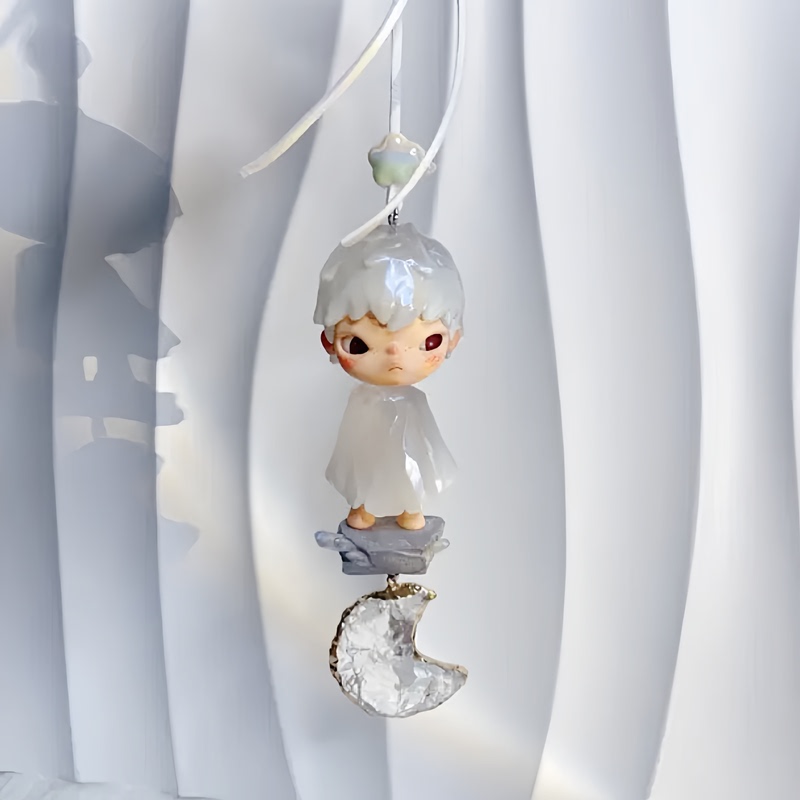 Blind Box Car Hanging White Crystal DIY Moon Star Heart Pendant Accessories Natural Stone Polished Pendant Creative Accessories