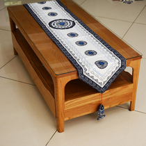 New Chinese cotton table flag active printing and dyeing environmental protection long table cloth table cover with two small fish pendants