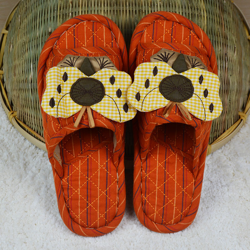 New Fabric Home Slippers Indoor Tendon Bottom Non-slip Double Cloth Bottom Spring Autumn Winter Pure Cotton Silent Slippers Women's