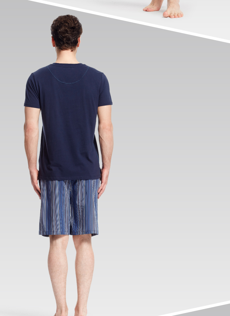 Bảy bộ đồ ngủ sói nam cotton mùa hè ngắn tay áo thun thanh niên giản dị đồ ngủ nam cotton phục vụ nhà đồ bộ thun