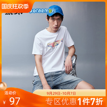 Black Whale Doraemon co-branded print short-sleeved T-shirt 2021 summer new refreshing white t