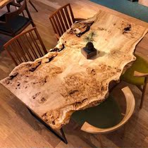 Resin tea table Boss table Office desk Black walnut solid wood large board coffee table Simple modern ash wood log dining table