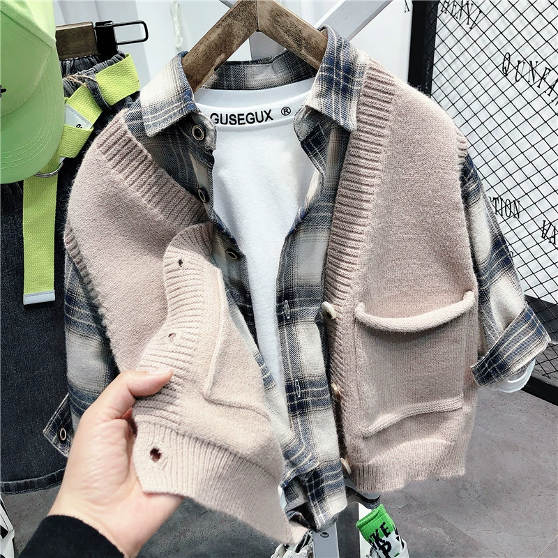 Áo vest nam mùa xuân 2020 sản phẩm mới của trẻ em nam trẻ em áo vest tây vest thời trang vest dệt kim thoải mái - Áo ghi lê