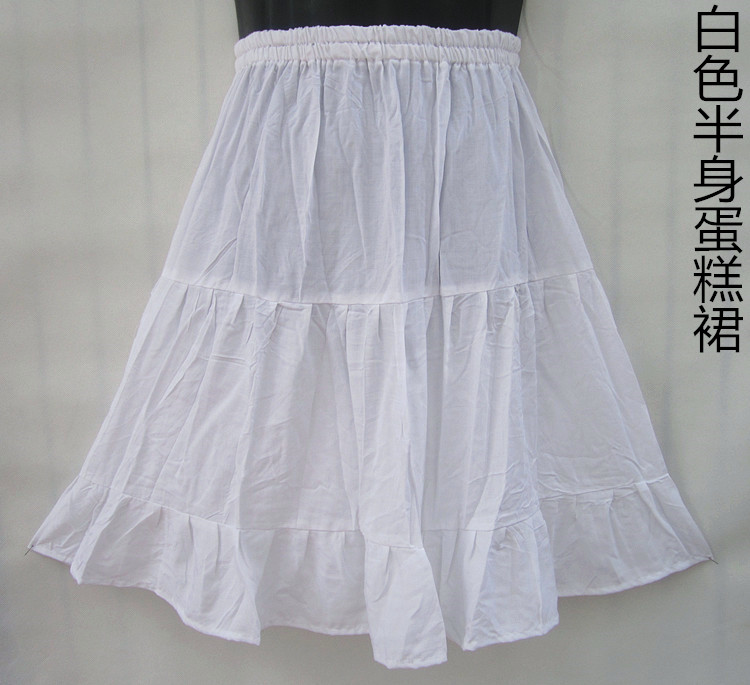 Mùa hè đầy màu sắc trung niên nửa chiều dài váy cotton lụa nửa chiều dài bánh váy mẹ nạp rắn màu rayon váy khiêu vũ chân váy cá tính