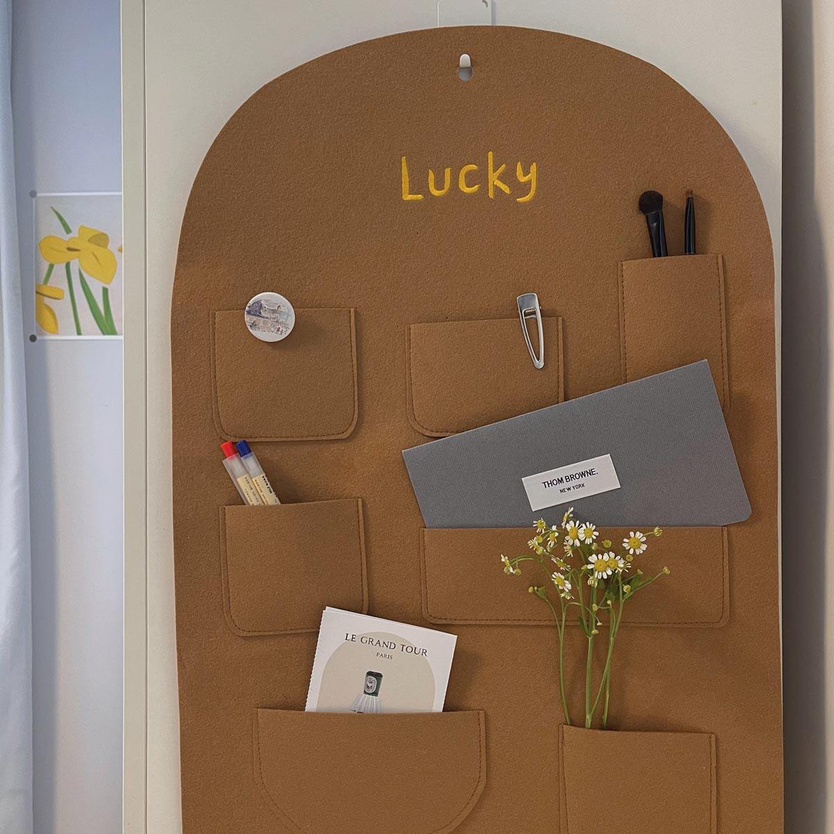 Lucky wall hanging multi-pocket debris storage and finishing wall decoration door back wall hanging cute student cabinet hanging bag