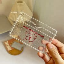 Ins Transparent Shining Card Pack ID Pack Bus Card Protective Cover Cute Girl Heart Card Set Mini Coin Wallet