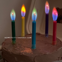 ins colorful flame candles birthday cake decoration wax light dinner Valentines Day ritual sensation photo props