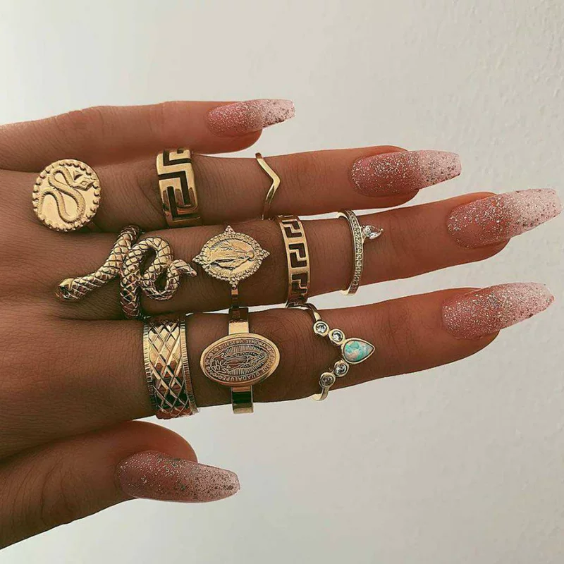 () ретро креативное gemstone кольцо, набор, европейский стиль, 10 шт.